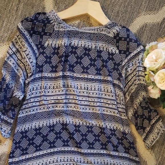 Rebecca Malone Navy White Bohemian Blouse - Picture 4 of 4